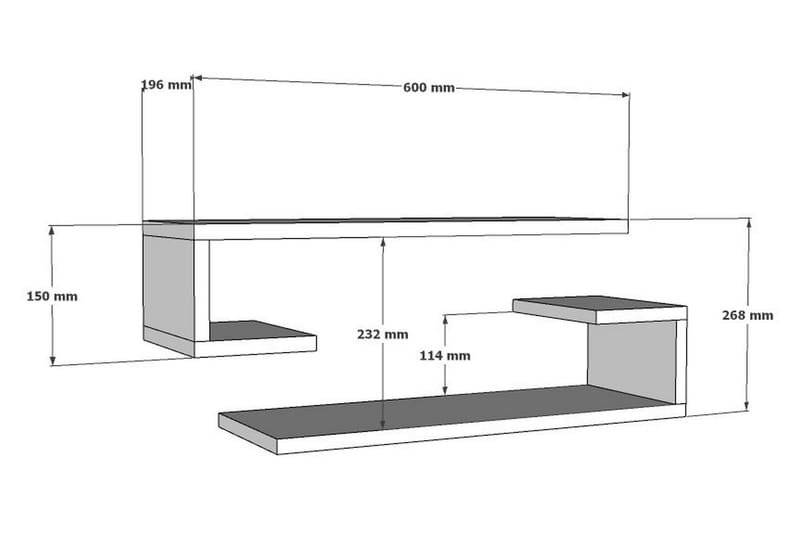 Sergoit Væghylde 60x20 cm 4 Hylder - Hvid - Opbevaring - Hylder & Reoler - Væghylde & vægreol