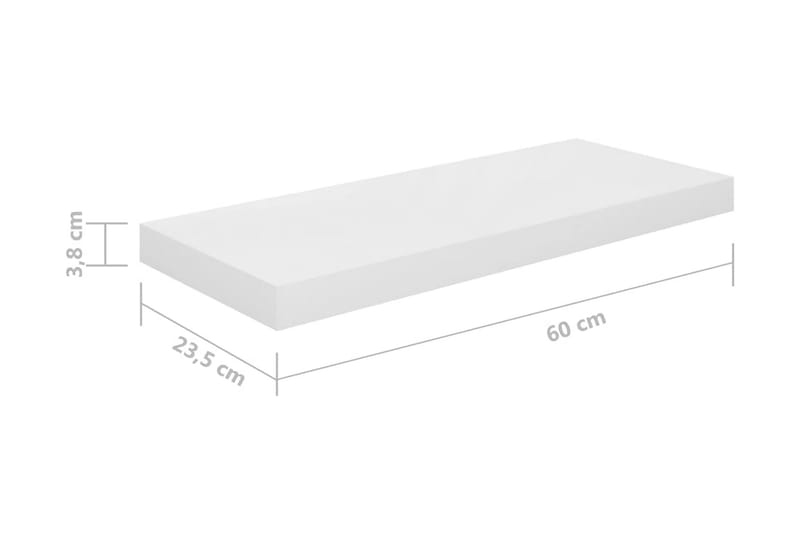 svævehylde 60x23,5x3,8 cm MDF hvid højglans - Hvid - Opbevaring - Hylder & Reoler - Væghylde & vægreol