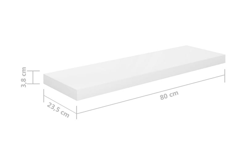 svævehylde 80x23,5x3,8 cm MDF hvid højglans - Hvid - Opbevaring - Hylder & Reoler - Væghylde & vægreol