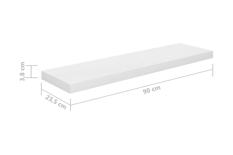 svævehylde 90x23,5x3,8 cm MDF hvid højglans - Hvid - Opbevaring - Hylder & Reoler - Væghylde & vægreol