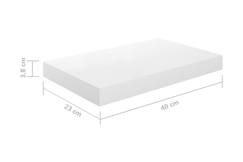 svævehylder 2 stk. 40x23x3,8 cm MDF hvid højglans - Hvid - Opbevaring - Hylder & Reoler - Væghylde & vægreol