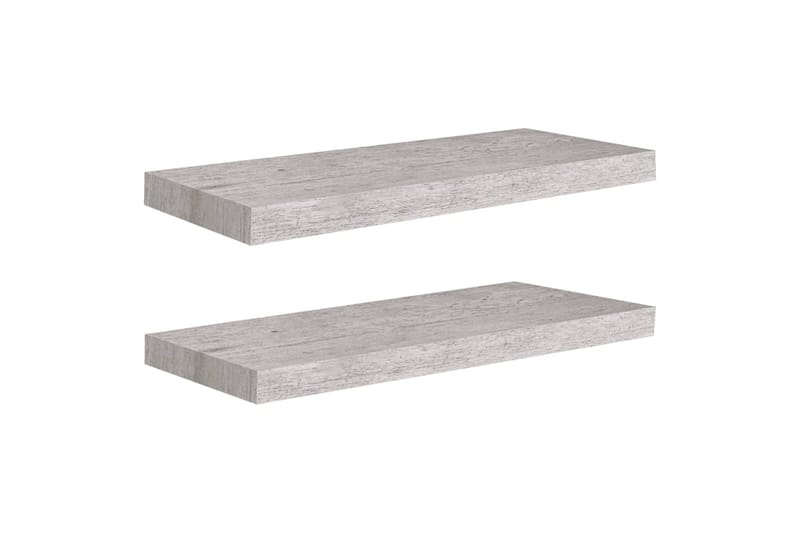 svævehylder 2 stk. 60x23,5x3,8 cm MDF betongrå - Grå - Opbevaring - Hylder & Reoler - Væghylde & vægreol