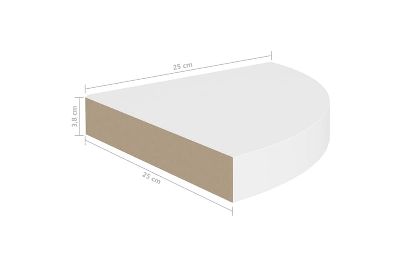 svævehylder til hjørne 2 stk. 25x25x3,8 cm MDF hvid - Hvid - Opbevaring - Hylder & Reoler - Væghylde & vægreol