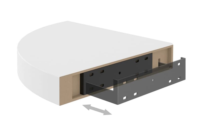 svævehylder til hjørne 2 stk. 25x25x3,8 cm MDF hvid - Hvid - Opbevaring - Hylder & Reoler - Væghylde & vægreol