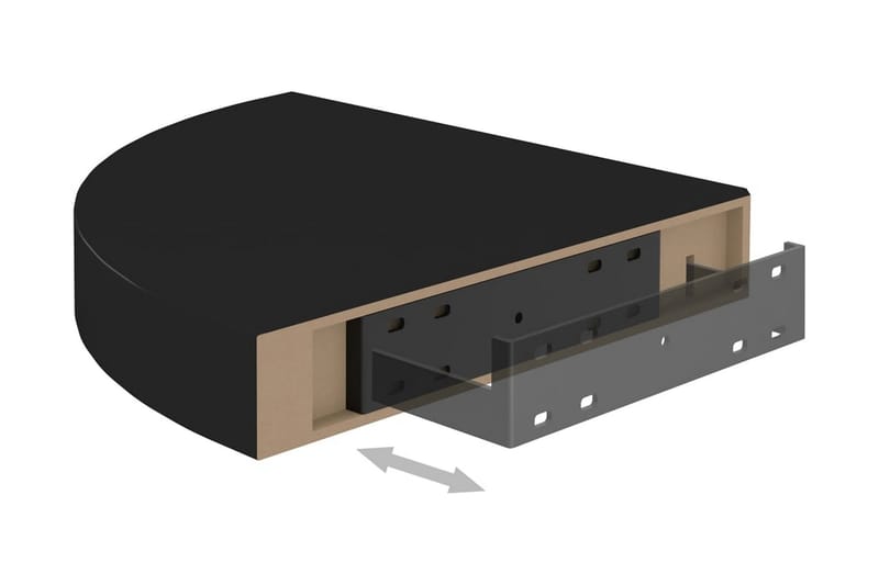 svævehylder til hjørne 2 stk. 25x25x3,8 cm MDF sort - Sort - Opbevaring - Hylder & Reoler - Væghylde & vægreol