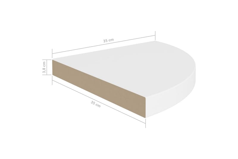 svævehylder til hjørne 2 stk. 35x35x3,8 cm MDF hvid - Hvid - Opbevaring - Hylder & Reoler - Væghylde & vægreol