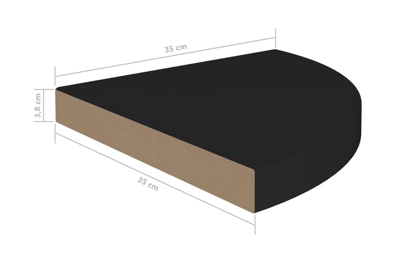 svævehylder til hjørne 4 stk. 35x35x3,8 cm MDF sort - Sort - Opbevaring - Hylder & Reoler - Væghylde & vægreol