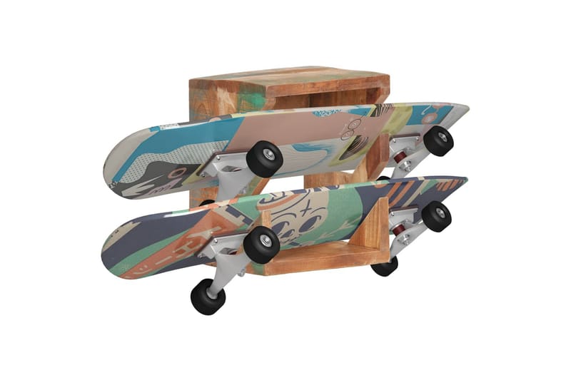 Væghængt skateboardstativ 25x20x30 cm massivt genbrugstræ - Opbevaring - Hylder & Reoler - Væghylde & vægreol