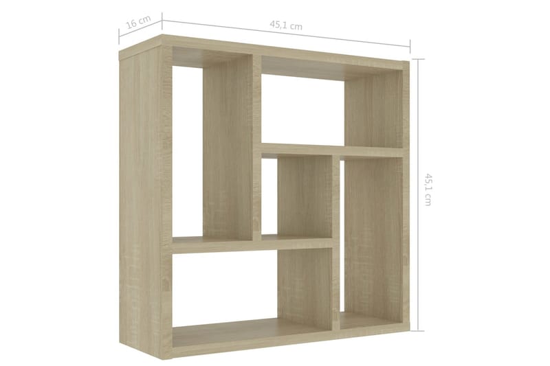 Væghylde 45,1X16X45,1 cm Spånplade Sonoma-Eg - Opbevaring - Hylder & Reoler - Væghylde & vægreol