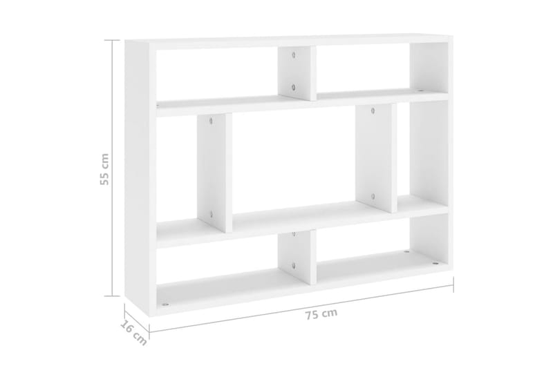 væghylde 75x16x55 cm spånplade hvid - Hvid - Opbevaring - Hylder & Reoler - Væghylde & vægreol