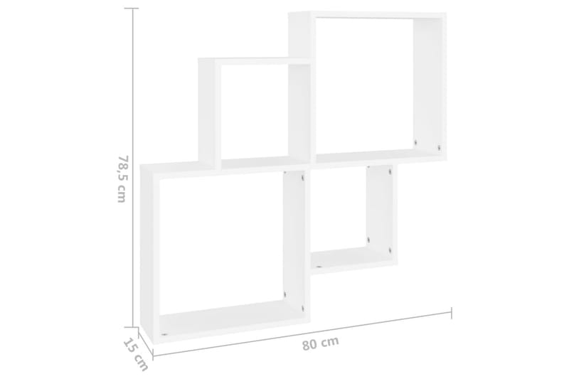 væghylde 80x15x78,5 cm kubeformet spånplade hvid - Hvid - Opbevaring - Hylder & Reoler - Væghylde & vægreol