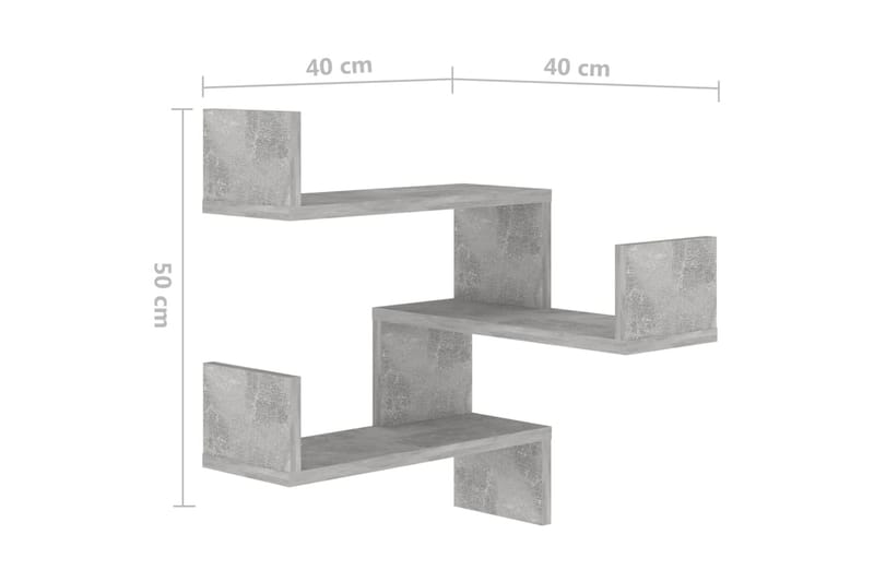 væghylde til hjørne 40x40x50 cm spånplade betongrå - Grå - Opbevaring - Hylder & Reoler - Væghylde & vægreol