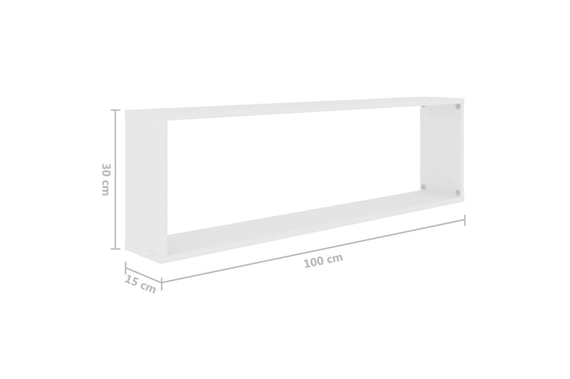 væghylder 2 stk. 100x15x30 cm kubeformet spånplade hvid - Hvid - Opbevaring - Hylder & Reoler - Væghylde & vægreol