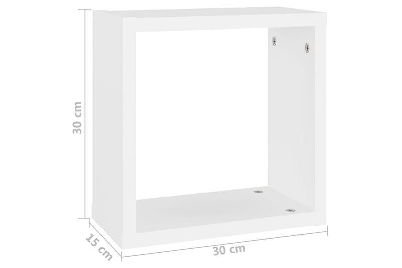 væghylder 2 stk. 30x15x30 cm kubeformet hvid - Hvid - Opbevaring - Hylder & Reoler - Væghylde & vægreol