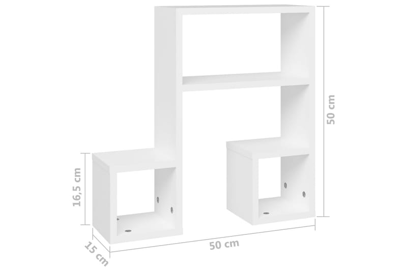 væghylder 2 stk. 50x15x50 cm spånplade hvid - Hvid - Opbevaring - Hylder & Reoler - Væghylde & vægreol