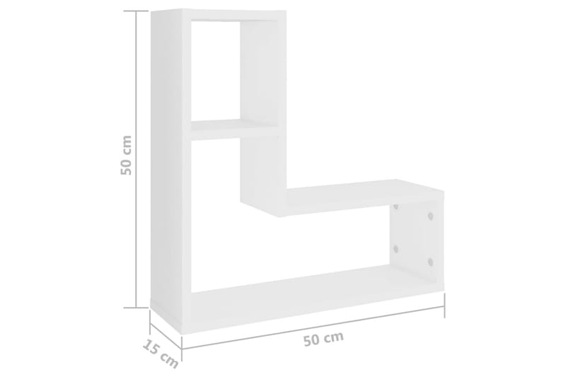 væghylder 2 stk. 50x15x50 cm spånplade hvid - Hvid - Opbevaring - Hylder & Reoler - Væghylde & vægreol