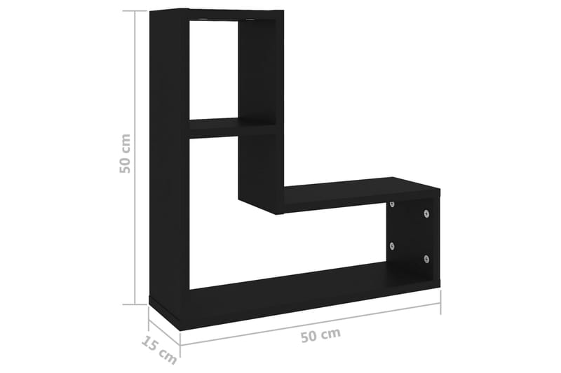 væghylder 2 stk. 50x15x50 cm spånplade sort - Hvid - Opbevaring - Hylder & Reoler - Væghylde & vægreol