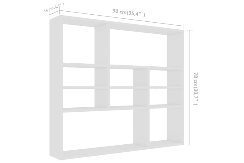 Vægreol 90X16X78 cm Spånplade Hvid - Opbevaring - Hylder & Reoler - Væghylde & vægreol