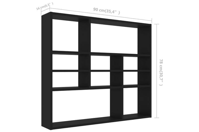 Vægreol 90X16X78 cm Spånplade Sort - Opbevaring - Hylder & Reoler - Væghylde & vægreol