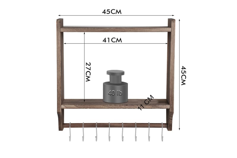 Vægreol Valnød - Opbevaring - Hylder & Reoler - Væghylde & vægreol