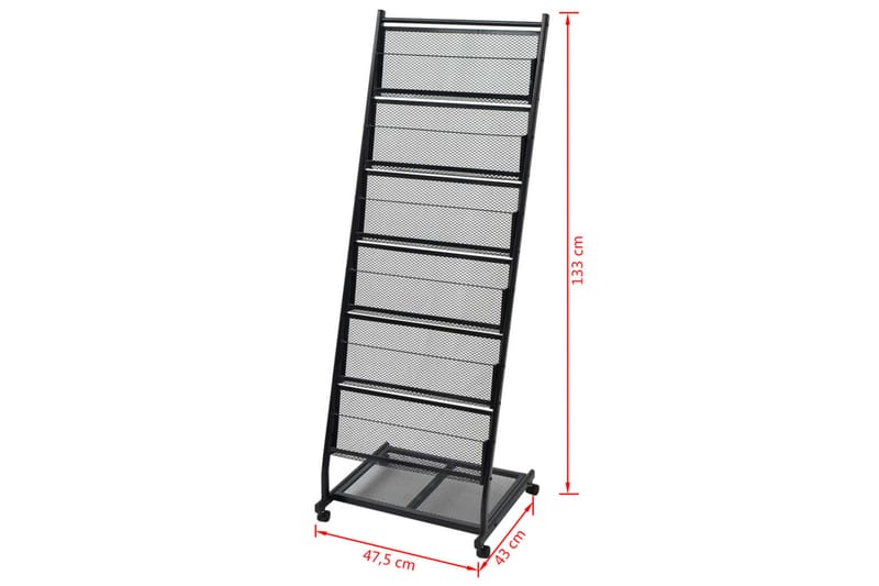 Magasinholder 47,5 X 43 X 133 Cm Sort A4 - Sort - Opbevaring - Opbevaring til småting - Opbevaringsstativ - Avisstativ