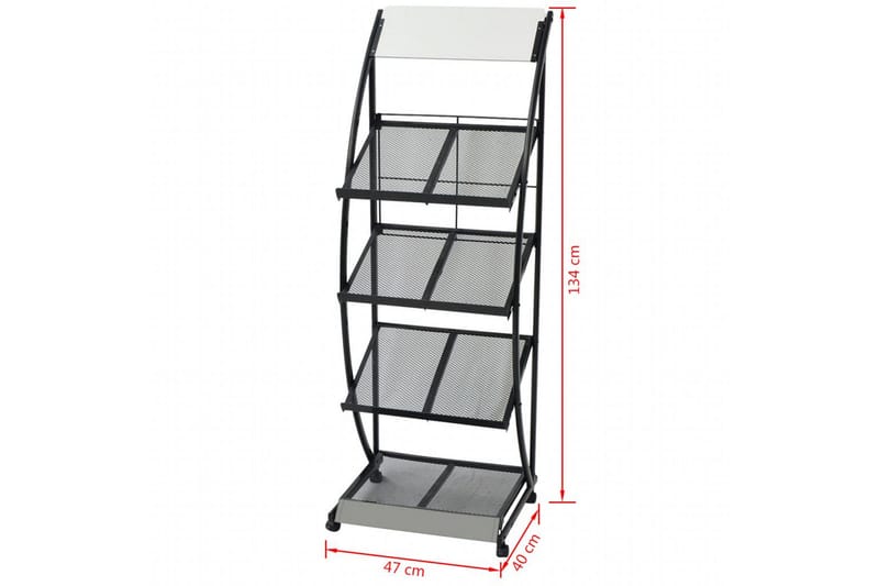 Magasinholder 47X40X134 Cm Sort Og Hvid A4 - Sort - Opbevaring - Opbevaring til småting - Opbevaringsstativ - Avisstativ