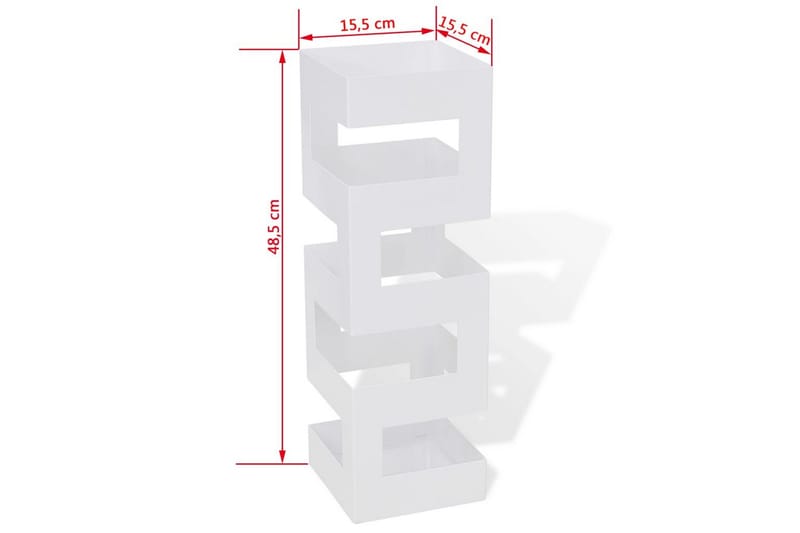 Kvadratisk Holder Til Paraplyer Og Stokke, Stål, 48,5 Cm - Hvid - Opbevaring - Opbevaring til småting - Opbevaringsstativ - Paraplystativ