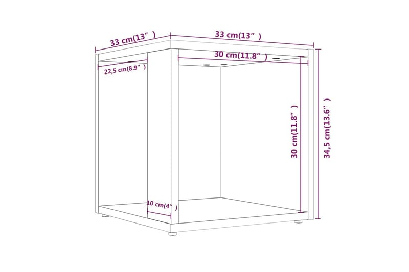 beBasic sidebord 33x33x34,5 cm grå sonoma-eg - GrÃ¥ - Opbevaring - Opbevaringsmøbler - Skænke & sideboards