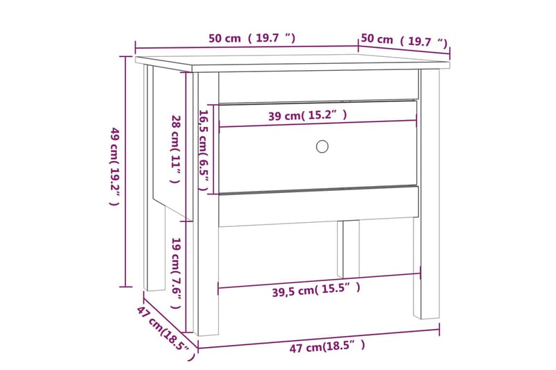 beBasic sidebord 50x50x49 cm massivt fyrretræ grå - GrÃ¥ - Opbevaring - Opbevaringsmøbler - Skænke & sideboards