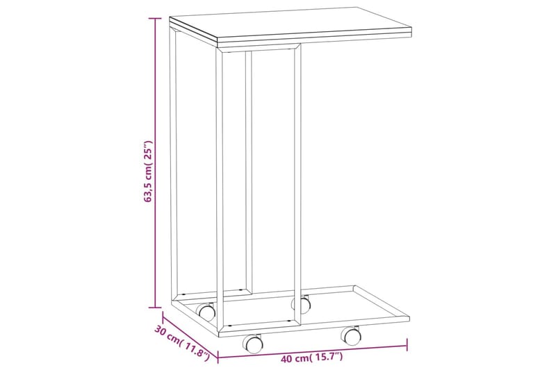 beBasic sidebord med hjul 40x30x63,5 cm konstrueret træ hvid - Hvid - Opbevaring - Opbevaringsmøbler - Skænke & sideboards