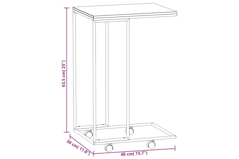 beBasic sidebord med hjul 40x30x63,5 cm konstrueret træ sort - Sort - Opbevaring - Opbevaringsmøbler - Skænke & sideboards