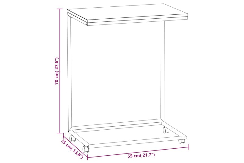 beBasic sidebord med hjul 55x35x70 cm konstrueret træ hvid - Hvid - Opbevaring - Opbevaringsmøbler - Skænke & sideboards