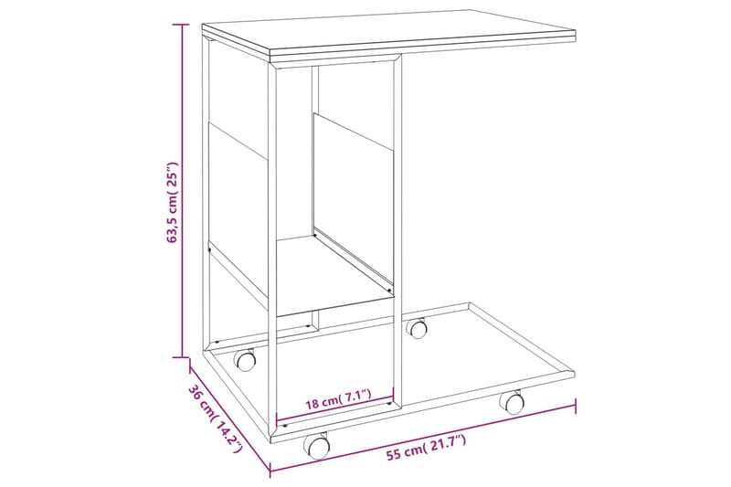 beBasic sidebord med hjul 55x36x63,5 cm konstrueret træ hvid - Hvid - Opbevaring - Opbevaringsmøbler - Skænke & sideboards