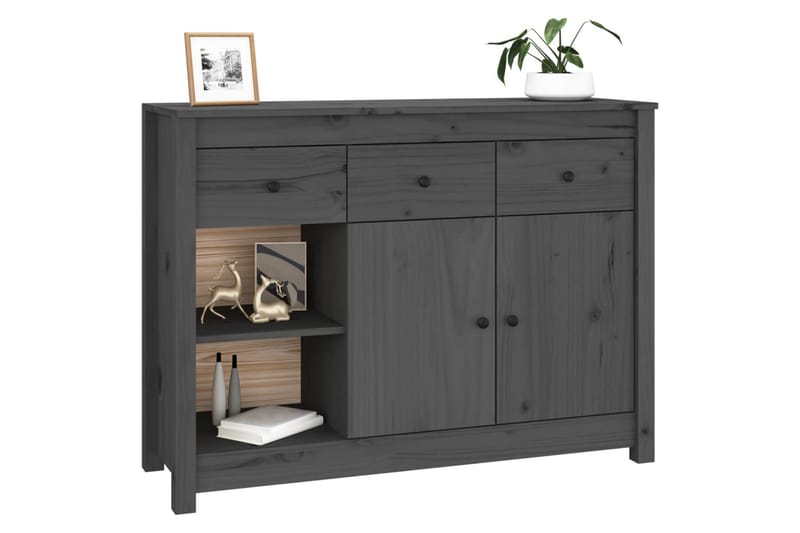 beBasic skænk 100x35x74 cm massivt fyrretræ grå - GrÃ¥ - Opbevaring - Opbevaringsmøbler - Skænke & sideboards