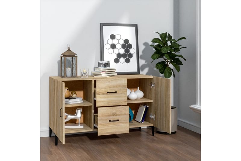 beBasic skænk 100x36x60 cm konstrueret træ sonoma-eg - Brun - Opbevaring - Opbevaringsmøbler - Skænke & sideboards