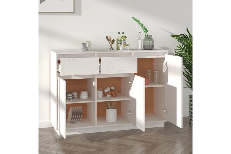 beBasic skænk 110x34x75 cm massivt fyrretræ hvid - Hvid - Opbevaring - Opbevaringsmøbler - Skænke & sideboards