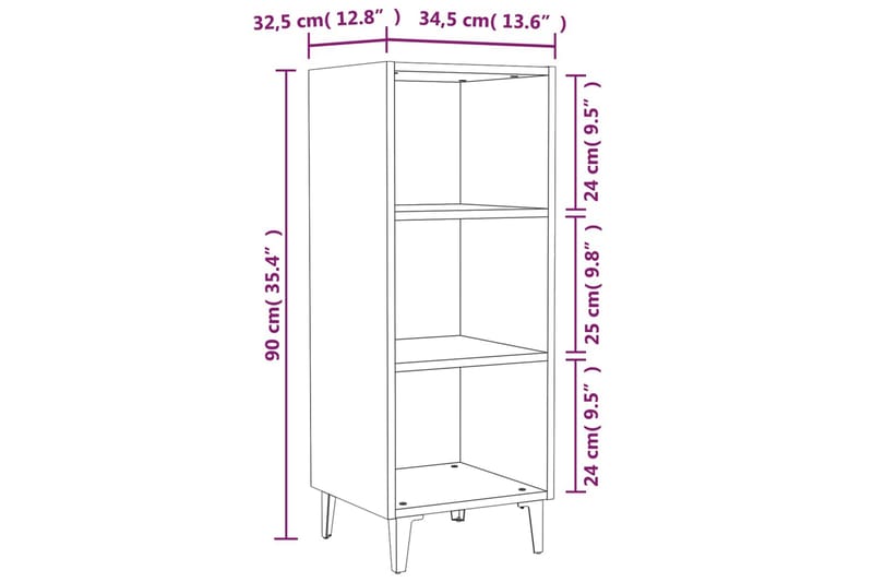 beBasic skænk 34,5x32,5x90 cm konstrueret træ hvid - Hvid - Opbevaring - Opbevaringsmøbler - Skænke & sideboards