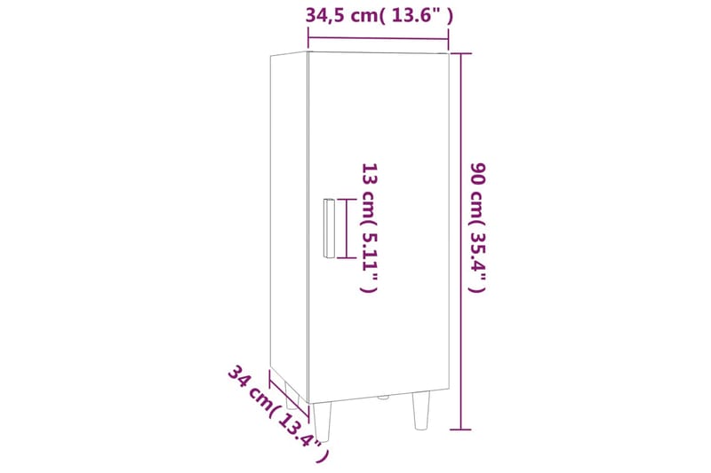 beBasic skænk 34,5x34x90 cm konstrueret træ grå sonoma-eg - GrÃ¥ - Opbevaring - Opbevaringsmøbler - Skænke & sideboards