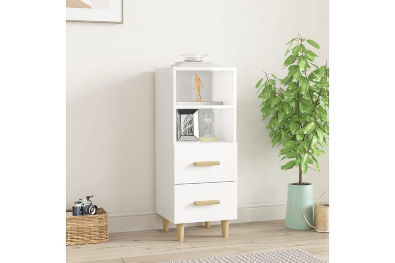 beBasic skænk 34,5x34x90 cm konstrueret træ hvid højglans - Hvid - Opbevaring - Opbevaringsmøbler - Skænke & sideboards