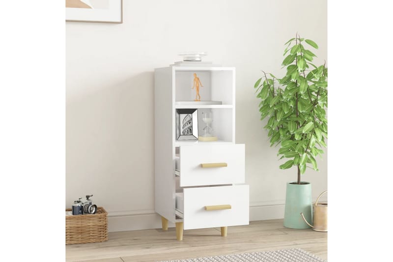 beBasic skænk 34,5x34x90 cm konstrueret træ hvid højglans - Hvid - Opbevaring - Opbevaringsmøbler - Skænke & sideboards