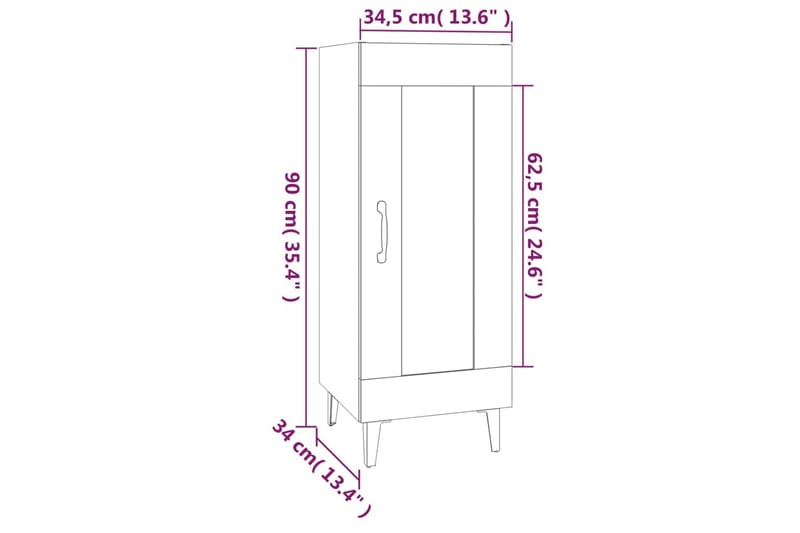 beBasic skænk 34,5x34x90 cm konstrueret træ hvid - Hvid - Opbevaring - Opbevaringsmøbler - Skænke & sideboards