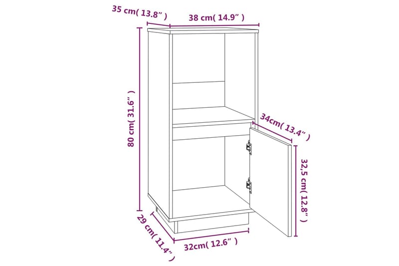 beBasic skænk 38x35x80 cm massivt fyrretræ grå - GrÃ¥ - Opbevaring - Opbevaringsmøbler - Skænke & sideboards