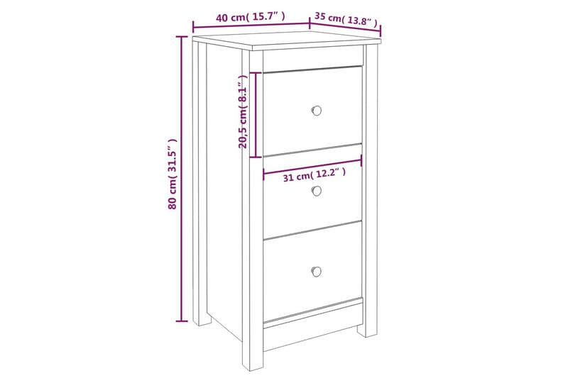 beBasic skænk 40x35x80 cm massivt fyrretræ grå - GrÃ¥ - Opbevaring - Opbevaringsmøbler - Skænke & sideboards