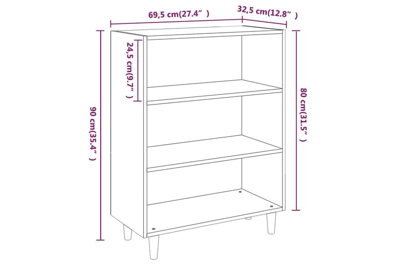 beBasic skænk 69,5x32,5x90 cm konstrueret træ betongrå - GrÃ¥ - Opbevaring - Opbevaringsmøbler - Skænke & sideboards