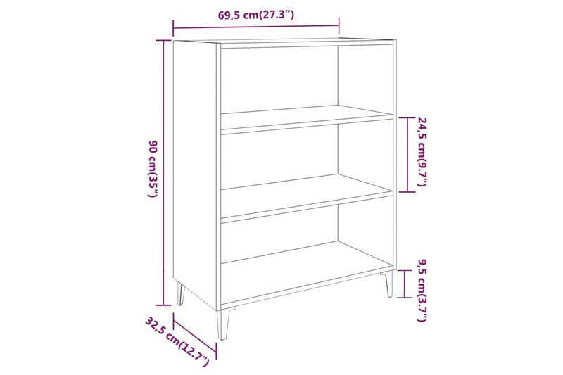 beBasic skænk 69,5x32,5x90 cm konstrueret træ grå sonoma-eg - GrÃ¥ - Opbevaring - Opbevaringsmøbler - Skænke & sideboards