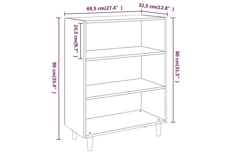 beBasic skænk 69,5x32,5x90 cm konstrueret træ sonoma-eg - Brun - Opbevaring - Opbevaringsmøbler - Skænke & sideboards