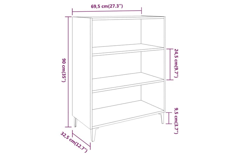 beBasic skænk 69,5x32,5x90 cm konstrueret træ sort - Sort - Opbevaring - Opbevaringsmøbler - Skænke & sideboards