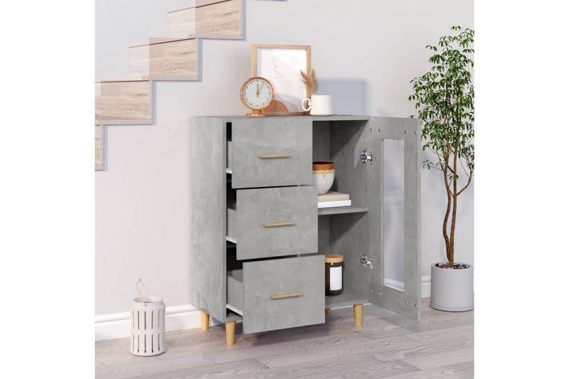 beBasic skænk 69,5x34x90 cm konstrueret træ betongrå - GrÃ¥ - Opbevaring - Opbevaringsmøbler - Skænke & sideboards