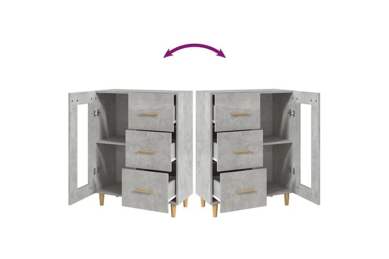 beBasic skænk 69,5x34x90 cm konstrueret træ betongrå - GrÃ¥ - Opbevaring - Opbevaringsmøbler - Skænke & sideboards