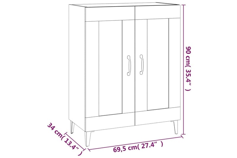 beBasic skænk 69,5x34x90 cm konstrueret træ hvid - Hvid - Opbevaring - Opbevaringsmøbler - Skænke & sideboards